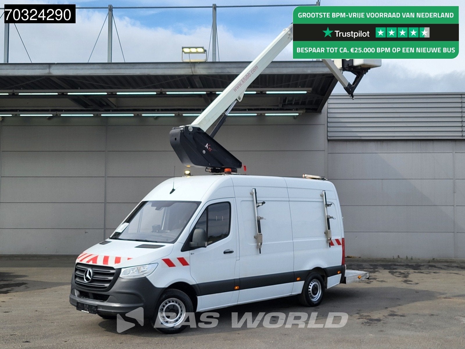 Mercedes Sprinter 314 CDI Hoogwerker 11m Werkhoogte Trekhaak, Auto's, Bestelauto's, Start-stop-systeem, Stof, Gebruikt, Euro 6