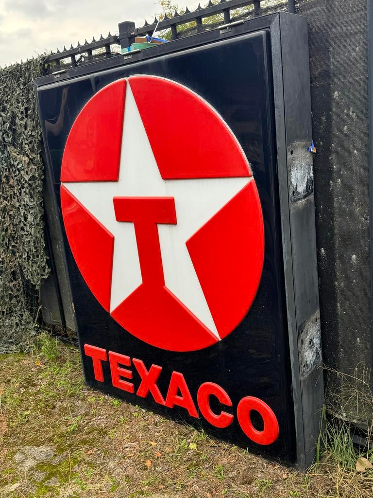 Groot Texaco Reclamebord - Vintage Lichtbak, Verzamelen, Merken en Reclamevoorwerpen, Ophalen, Gebruikt, ., Lichtbak of (neon) lamp