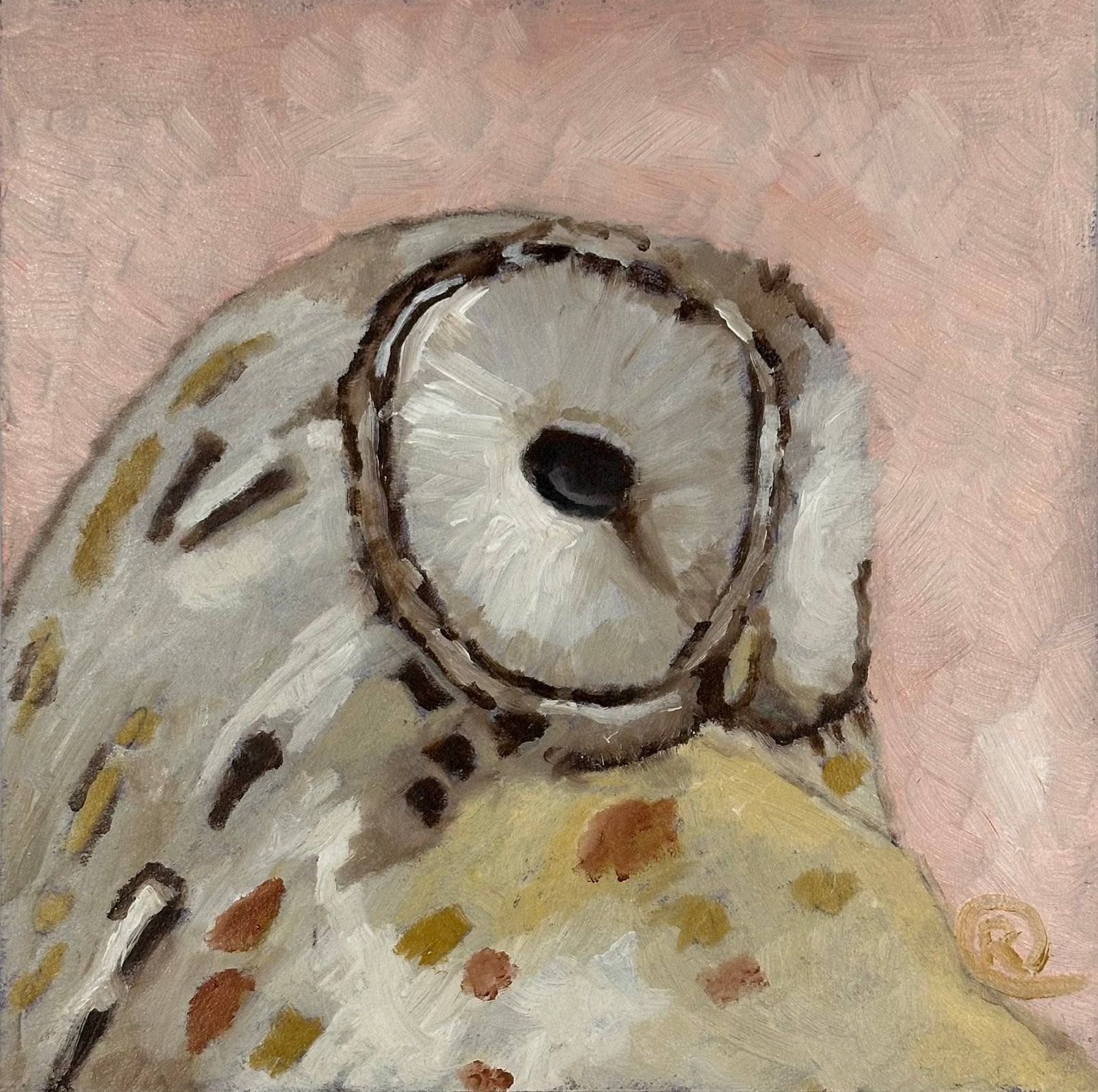 Uil vogel Pink, Ophalen of Verzenden, Dieren, Olieverf, Overige materialen