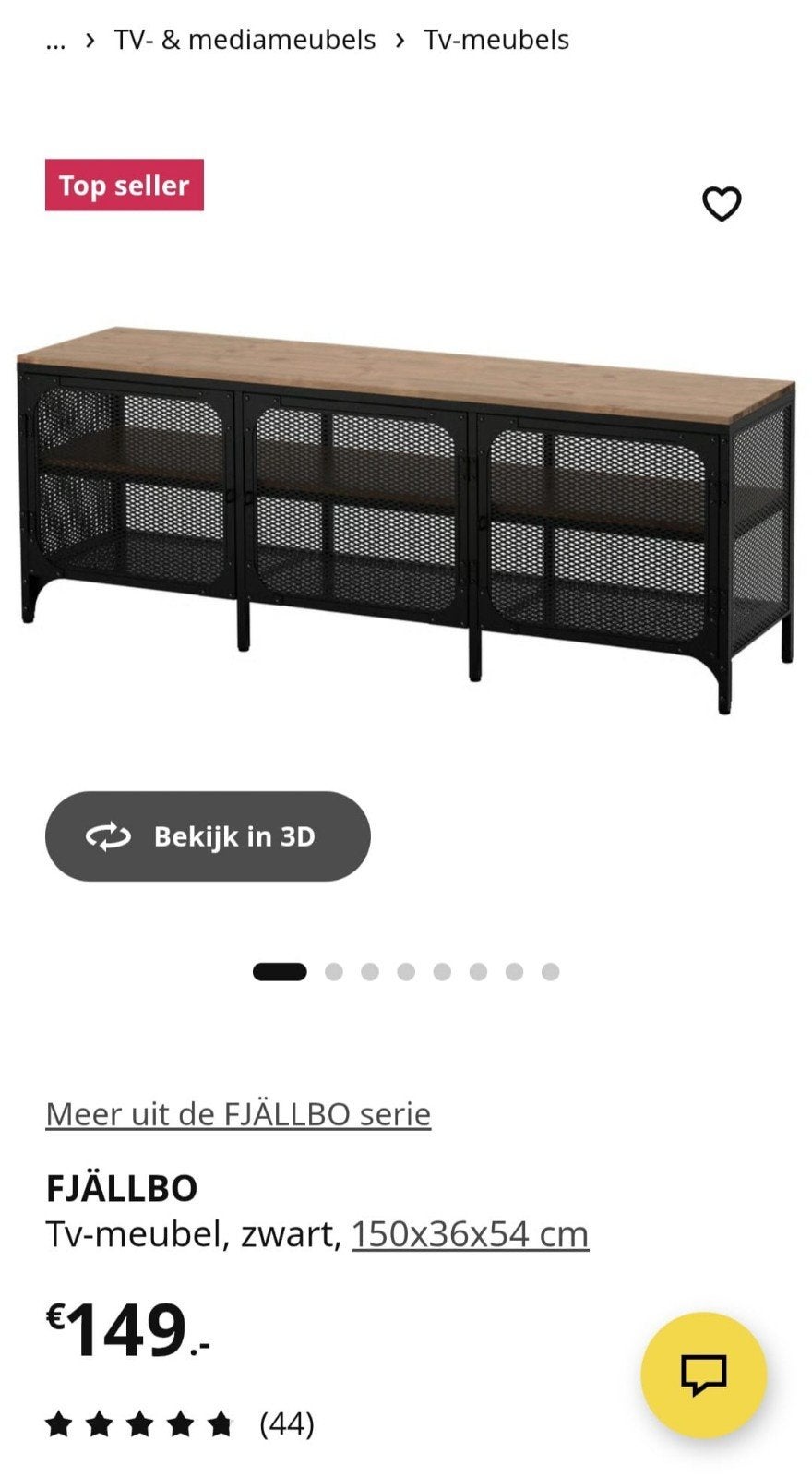 Fjälbo TV kast, Huis en Inrichting, Kasten | Televisiemeubels, Ophalen, 100 tot 150 cm, Zo goed als nieuw, Industrieel