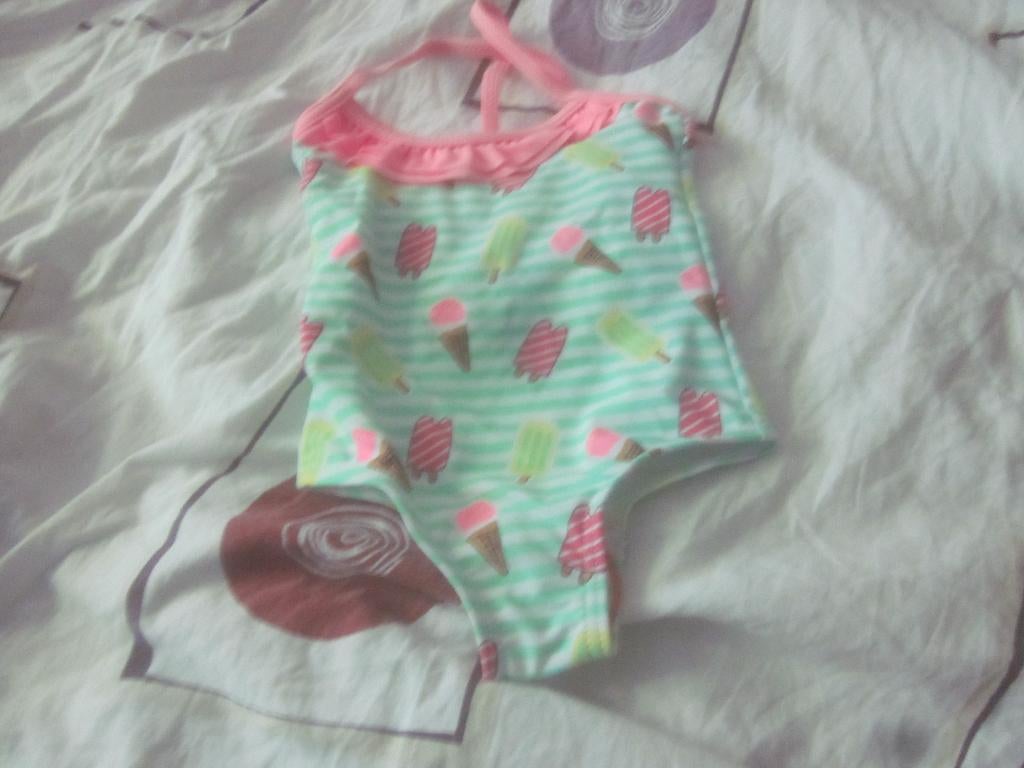 Wit/lime/roze/lemon ea zwempakje met ijsjes Prenatal 62/68, Kinderen en Baby's, Babykleding | Maat 62, Nacht- of Onderkleding