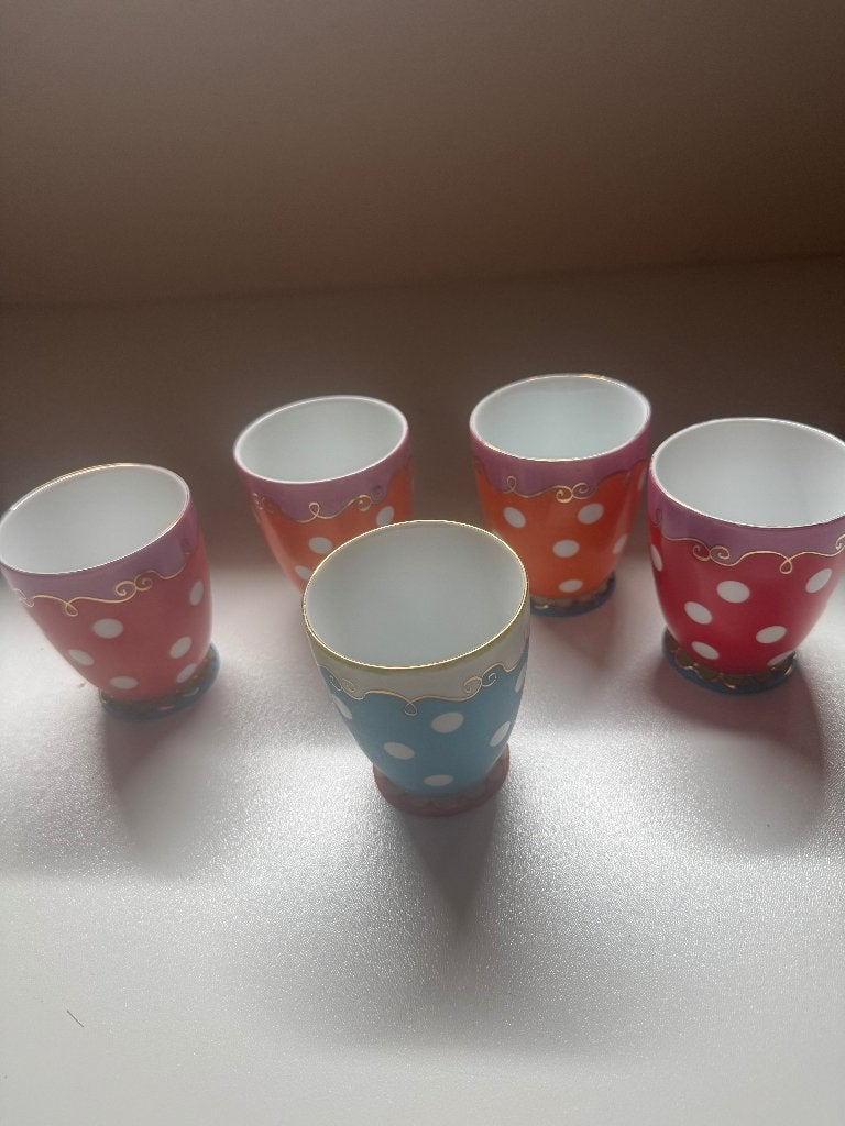 5 Oilily bekers  bekers speciaal voor Douwe Egberts, Overige merken, Overige typen, Ophalen of Verzenden, Zo goed als nieuw