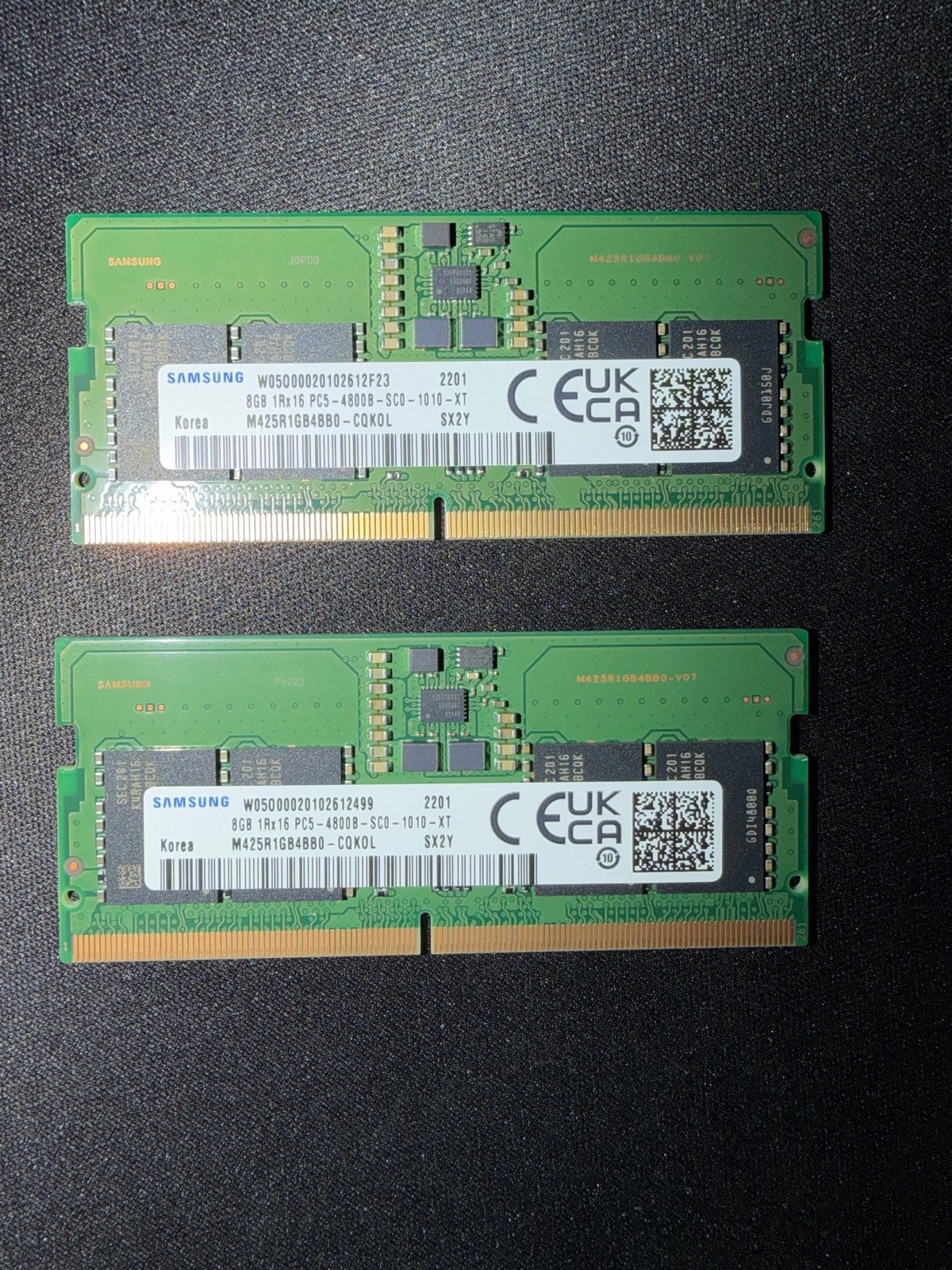2x Samsung 8GB DDR5 RAM (4800MHz) voor laptop, Computers en Software, 8 GB, Ophalen of Verzenden, Zo goed als nieuw, DDR5