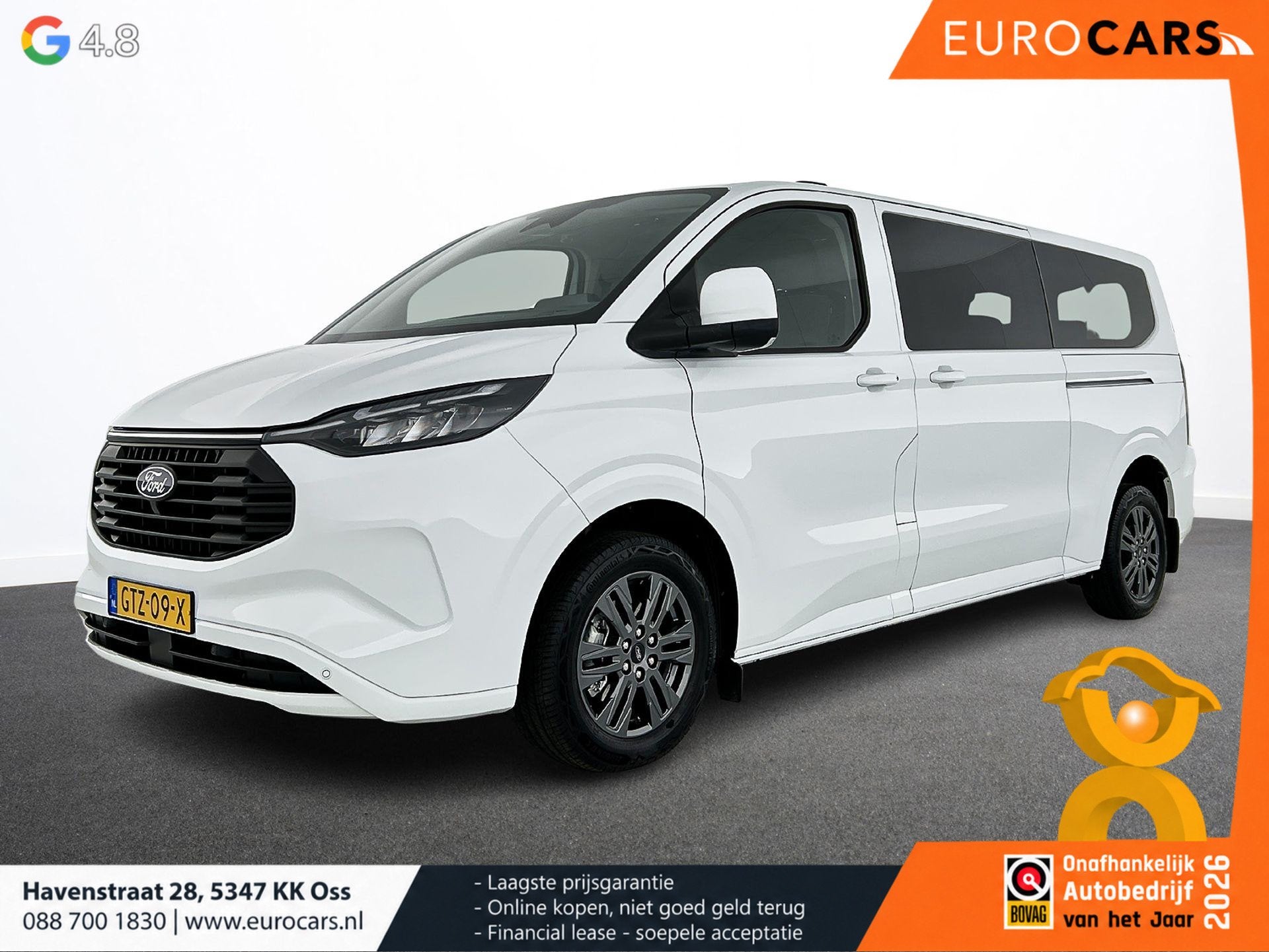 Ford Transit Custom 340 2.5 PHEV L2H1 Limited Automaat Incl., Auto's, Stof, Gebruikt, 1850 kg, Wit