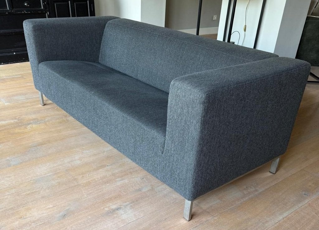 Gelderland designbank – antracietgrijze stof, metalen poten, Ophalen, Gebruikt, Overige maten, 150 tot 200 cm