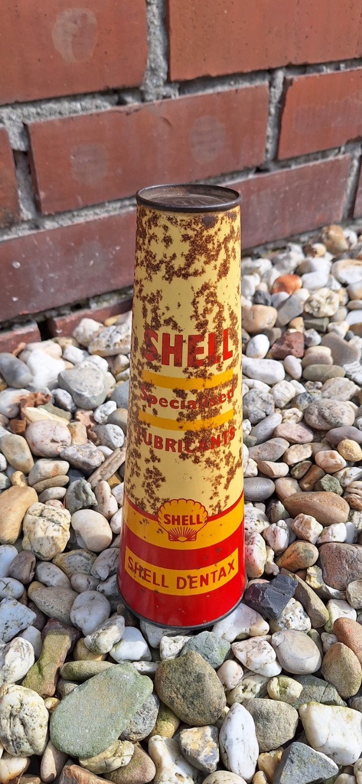 Shell Dentax kegelvormig, conisch olieblik jaren '30/'40., Gebruikt, ., Shell, .