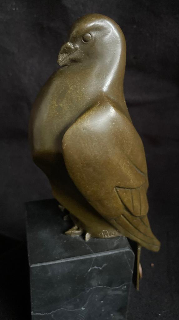 Bronzen art deco duif. Milo/stempel zuiver brons, Ophalen of Verzenden
