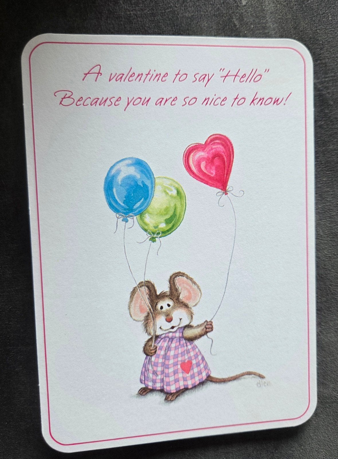 Muis met ballonnen - Hallmark Valentijnskaart, Verzenden, 1980 tot heden, Ongelopen, Overige thema's