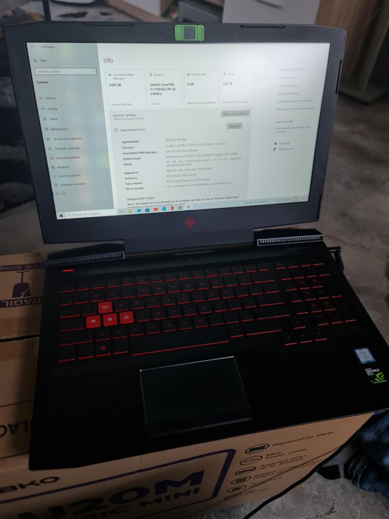 15.6" HP Omen Game laptop i7 7700hq gtx1050 4gb win11, 2 tot 3 Ghz, 15 inch, Ophalen of Verzenden, Zo goed als nieuw