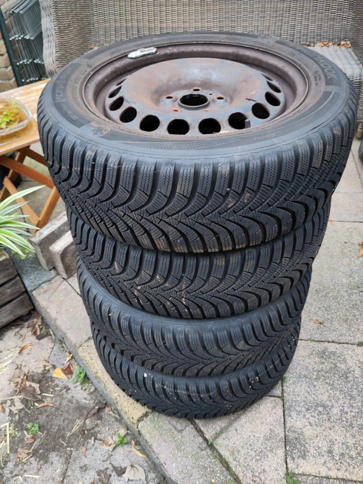 Winterbanden Hankook Winter i*cept RS2 205/55R16 op velg, Ophalen, Gebruikt, 16 inch, Banden en Velgen