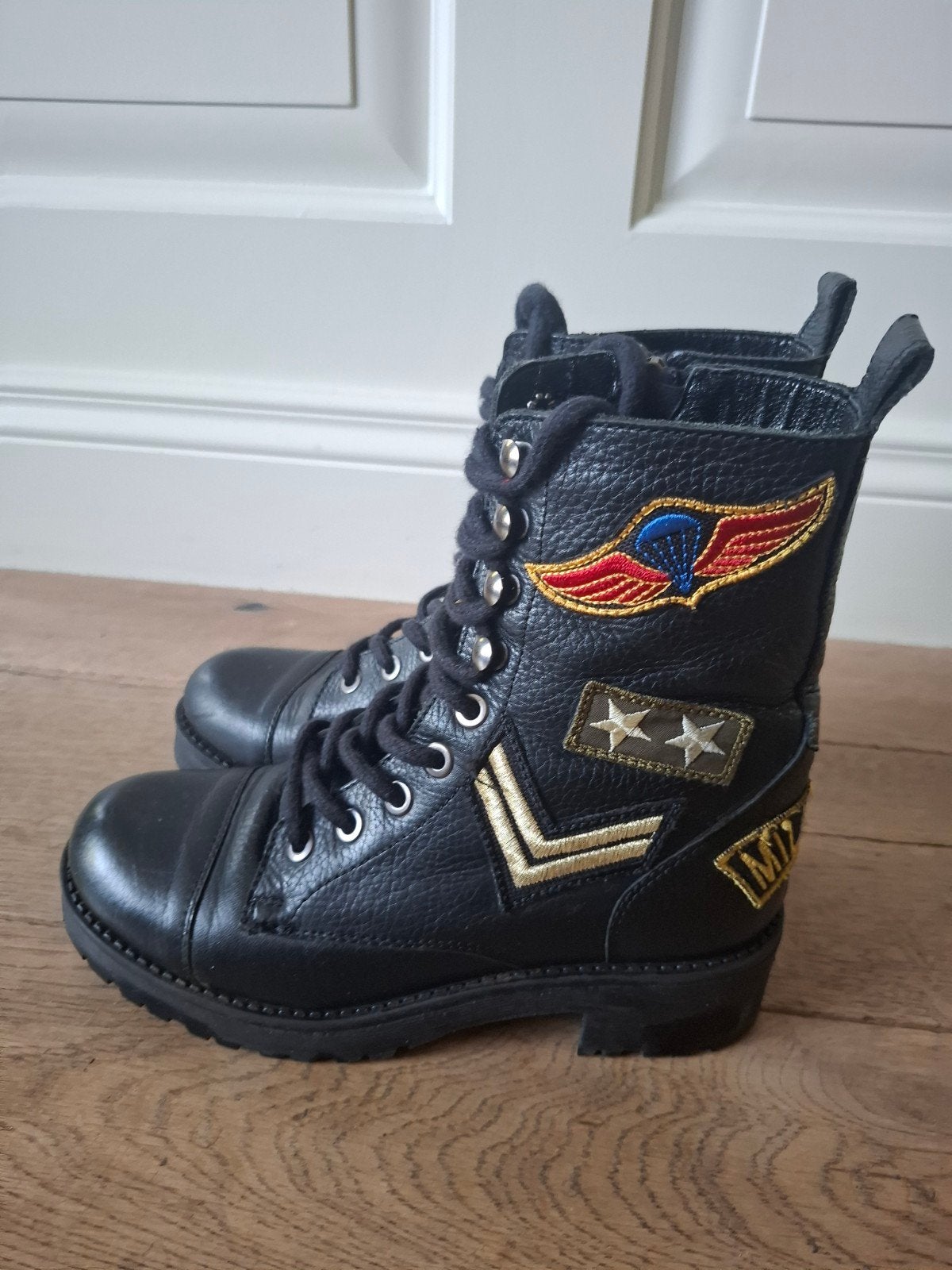 Super mooie zwarte leren boots laasjes van Deabused, Deabused, Ophalen of Verzenden, Gedragen, Zwart
