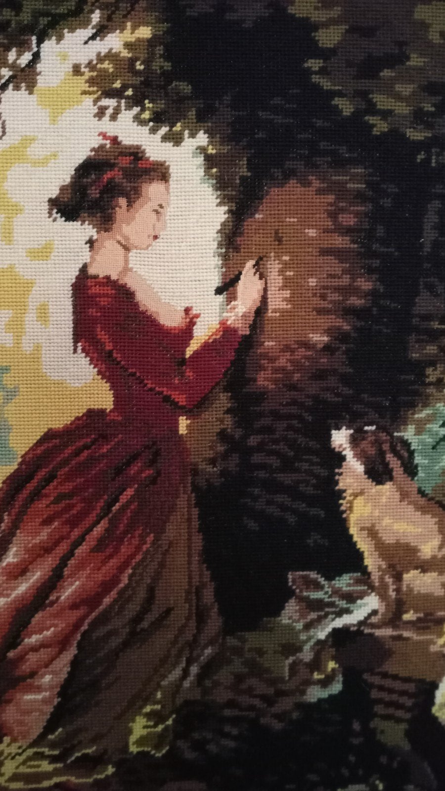 Prachtig groot geborduurd schilderij 🌸, Antiek en Kunst, Ophalen
