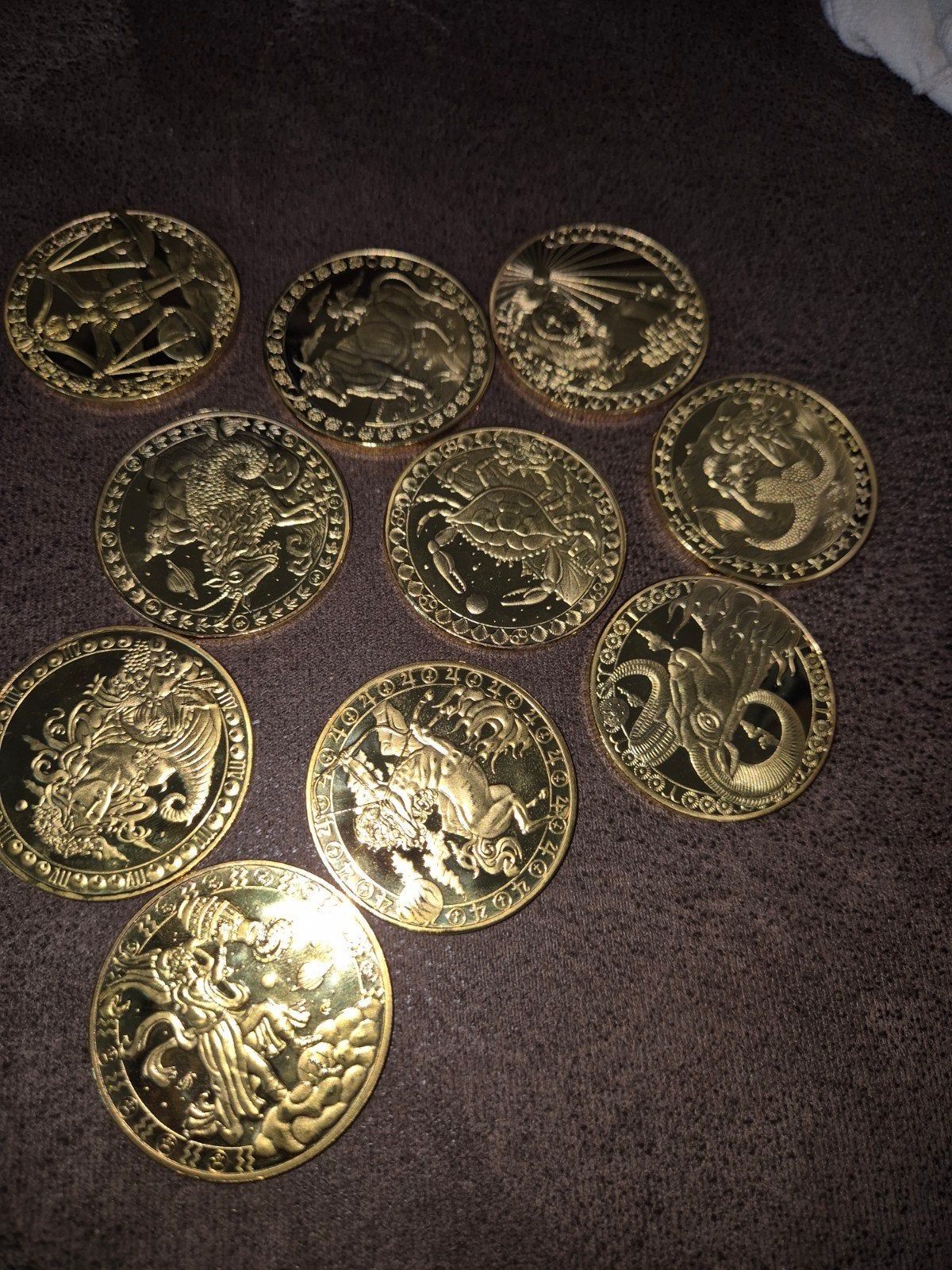 Set van 12 Gouden Zodiac Munten - Sterrenbeeld Collectie, Ophalen of Verzenden, Munten