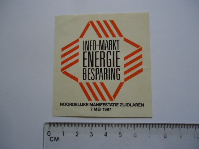 sticker 1987 Zuidlaren Energie manifestatie retro tynaarlo, Ophalen of Verzenden, Zo goed als nieuw