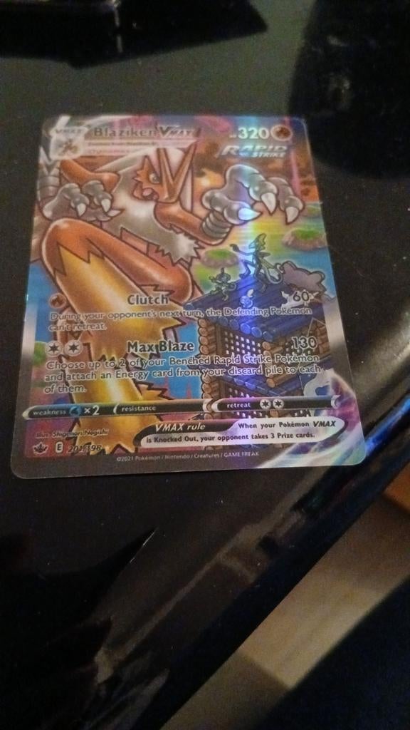 Pokémon TCG: Blaziken VMAX (201/198) Rapid Strike, Ophalen of Verzenden, Zo goed als nieuw, Losse kaart, Foil
