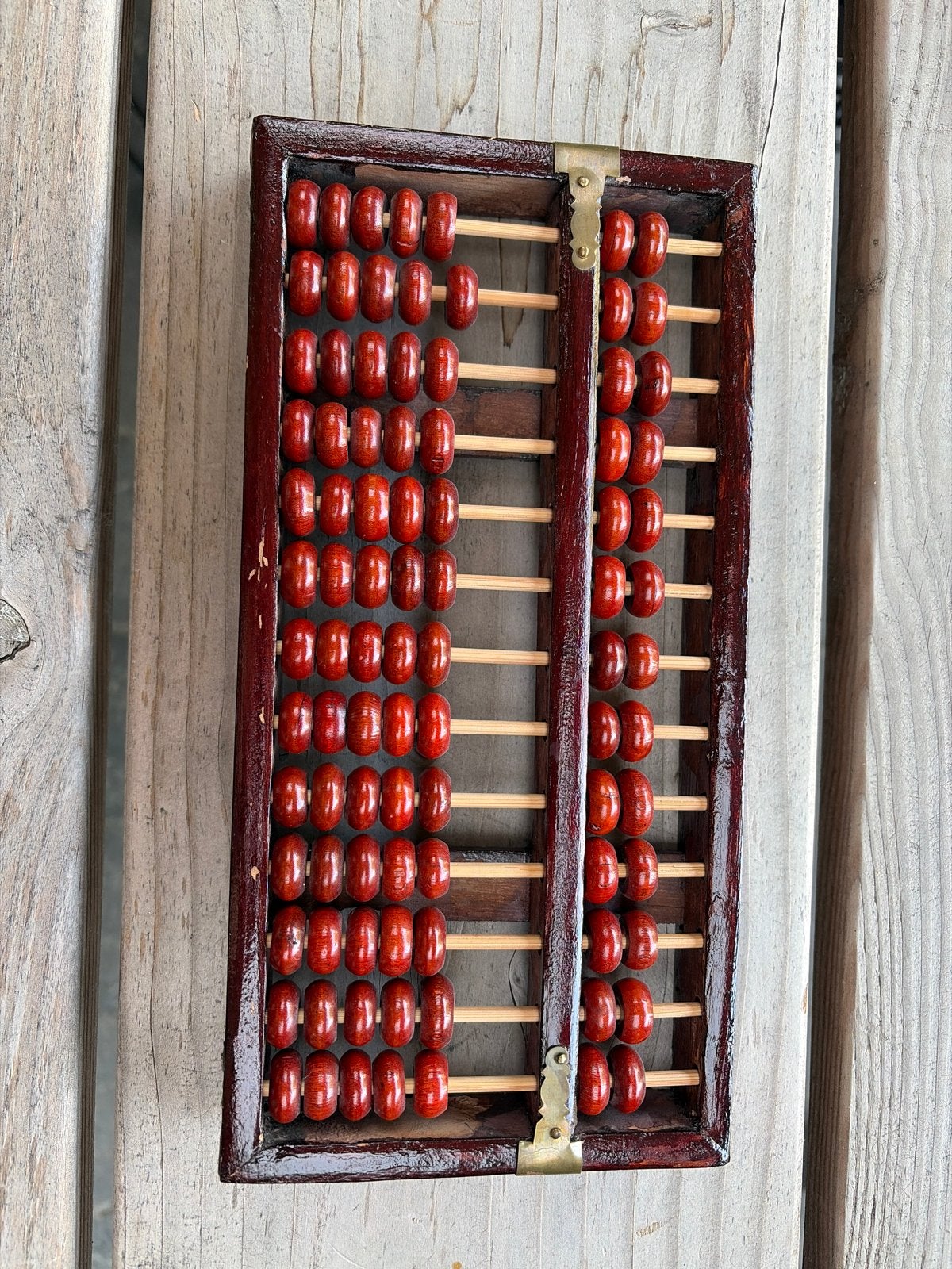Vintage Chinese Abacus - Houten Telraam met Rode Kralen, Antiek en Kunst, Ophalen of Verzenden