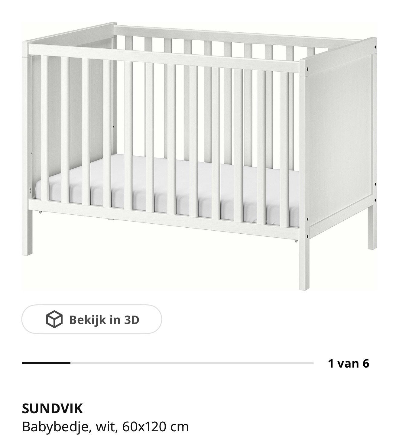 Ikea babybed, Kinderen en Baby's, Babywiegjes en Ledikanten, Ophalen, Zo goed als nieuw, Ledikant