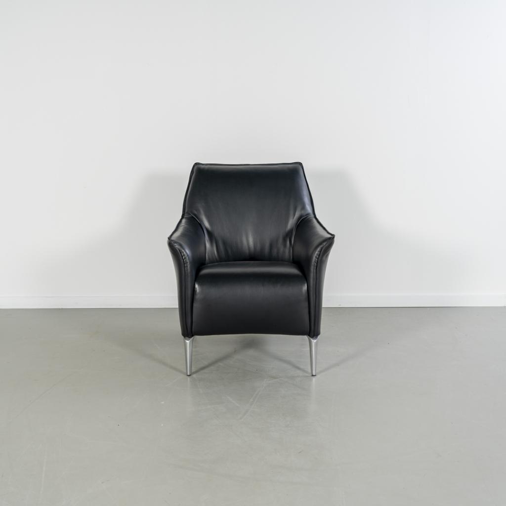 2x Leolux Mayuro Fauteuil Zwart Leer - Chroom, Huis en Inrichting, Fauteuils, Niet ingevuld, Minder dan 75 cm, Niet ingevuld, Ophalen of Verzenden