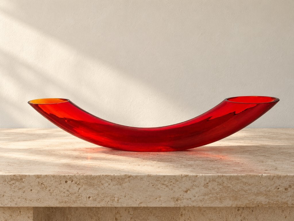 Mid-century modern vuurrode glazen buisvaas | jaren 70, Ophalen of Verzenden, Geschikt voor droogbloemen, Rood, Glas