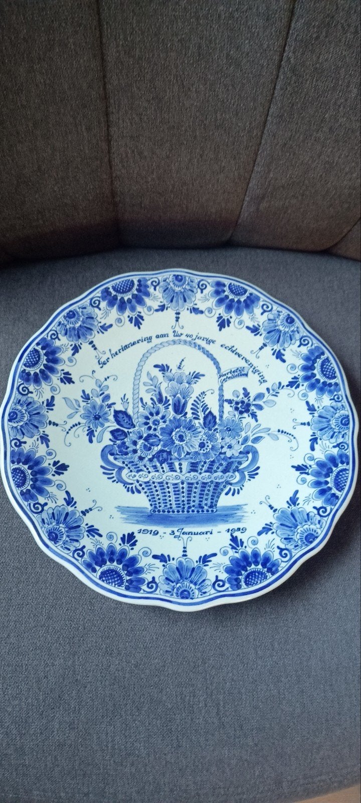 Delfts Blauw Herdenkingsbord - 40-jarig Echtvereniging, Ophalen of Verzenden