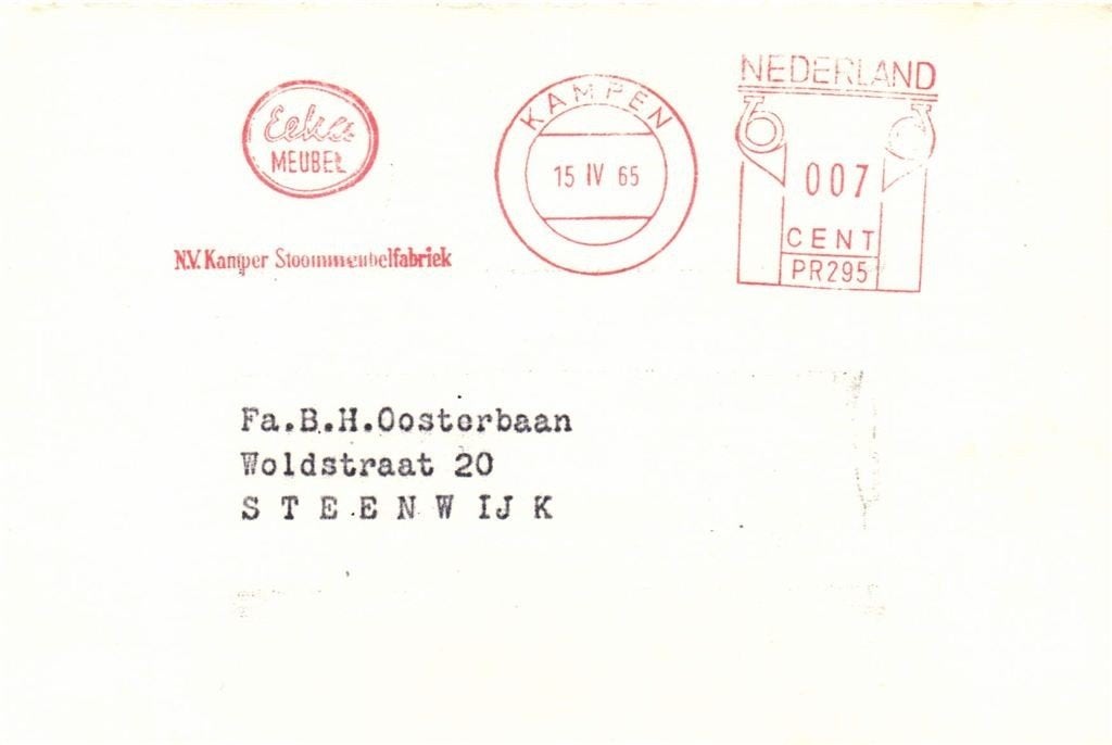 NV Kamper Stoommeubelfabriek, IJsselmuiden - 04.1965 - brief, Ophalen of Verzenden, Briefkaart