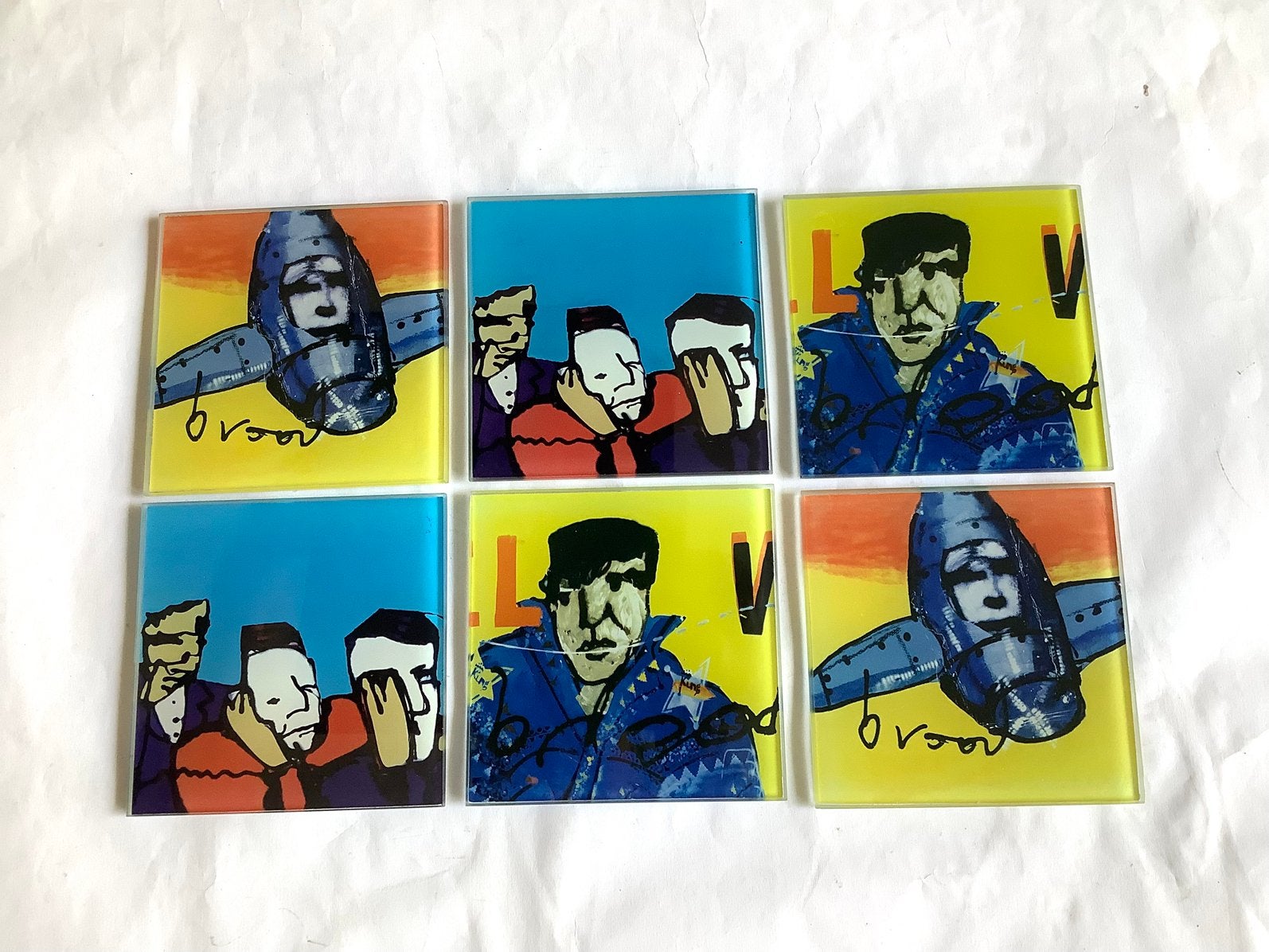 HERMAN BROOD - 6 onderzetters, Glas of Glazen, Ophalen of Verzenden, Overige stijlen, Glas