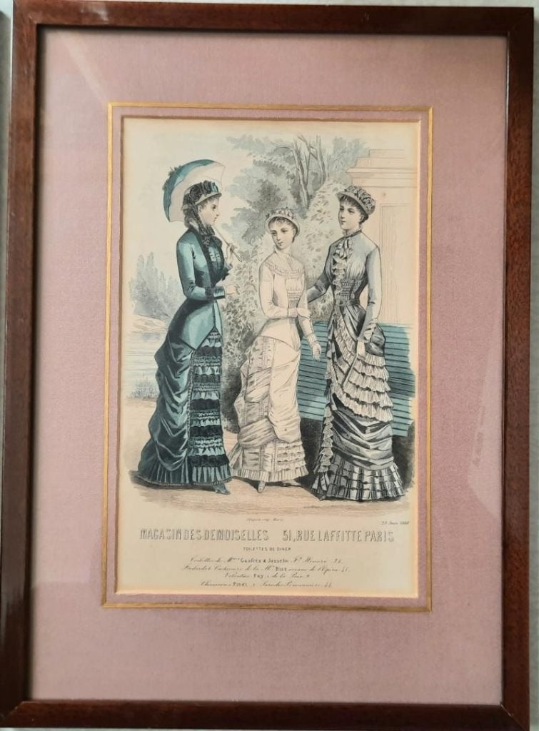 2 Franse mode schilderijen 1880, Ophalen of Verzenden, Overige typen, Achter glas