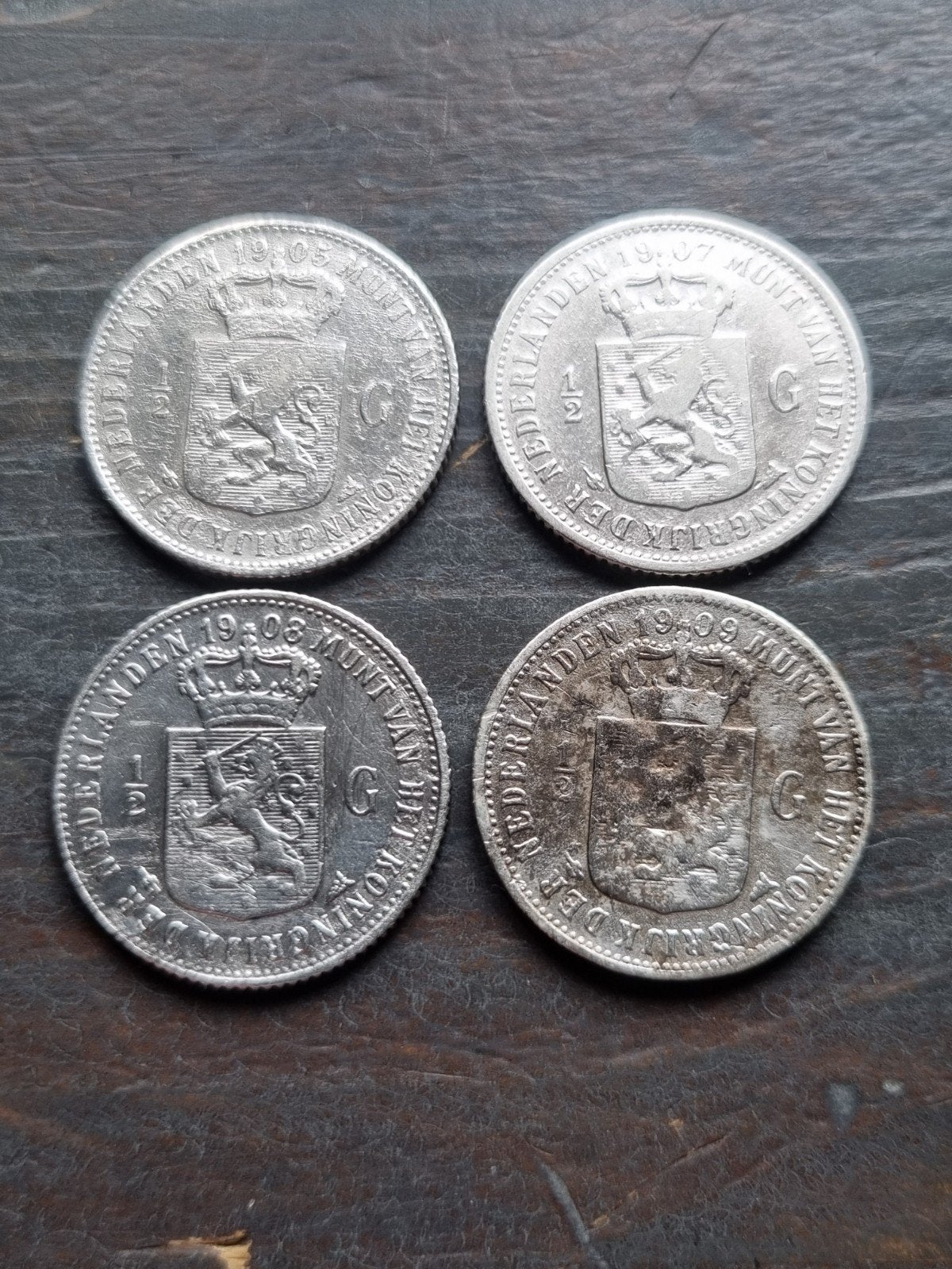 4x halve gulden Wilhelmina, Postzegels en Munten, Munten | Nederland, Ophalen of Verzenden, Koningin Wilhelmina, ½ gulden
