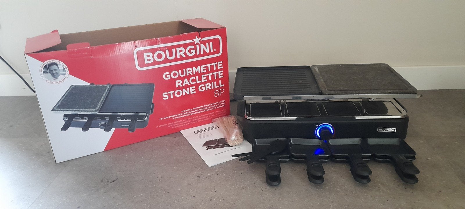 Gourmette Raclette Stone grill met steen en grill, Ophalen