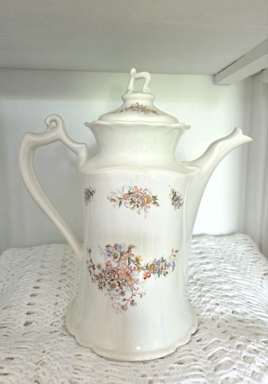 Romantische porselein koffiepot Societe Ceramique Maastricht, Ophalen of Verzenden