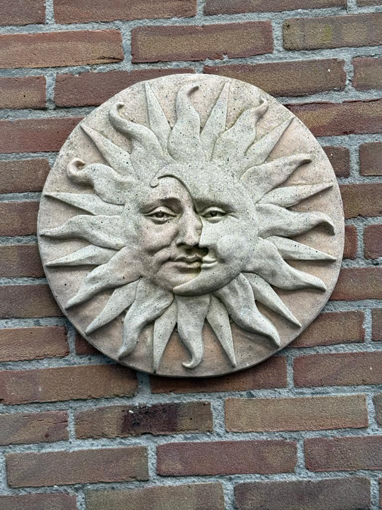 Decoratieve Zon en Maan Wanddecoratie, Tuin en Terras, Tuinwanddecoratie, Ophalen, Zo goed als nieuw