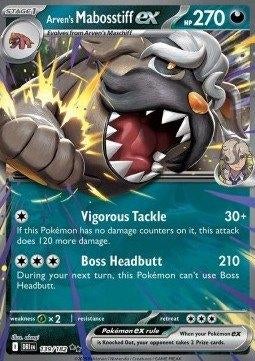 Pokemon - Arven's Mabosstiff ex (DRI 139) Double rare.., Ophalen of Verzenden, Nieuw, Losse kaart, Foil