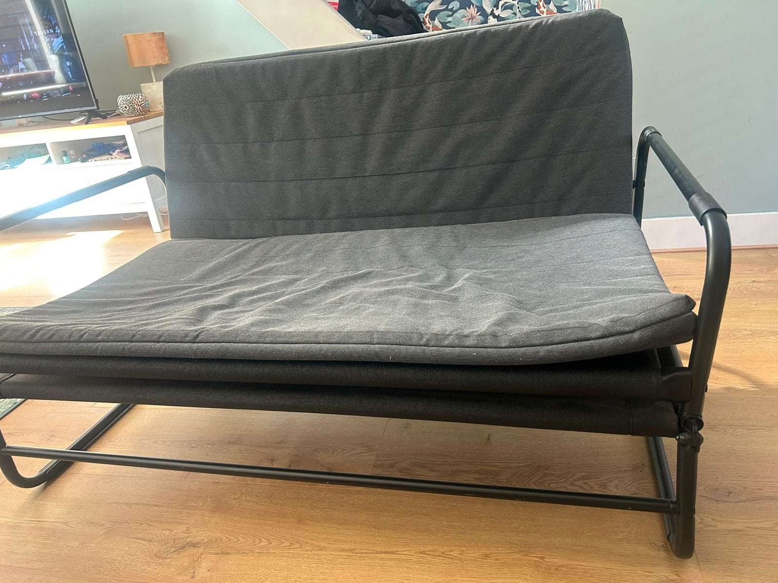 IKEA Lycksele L r s slaapbank, donkergrijs, Gebruikt, Tweepersoons, 200 cm, Grijs
