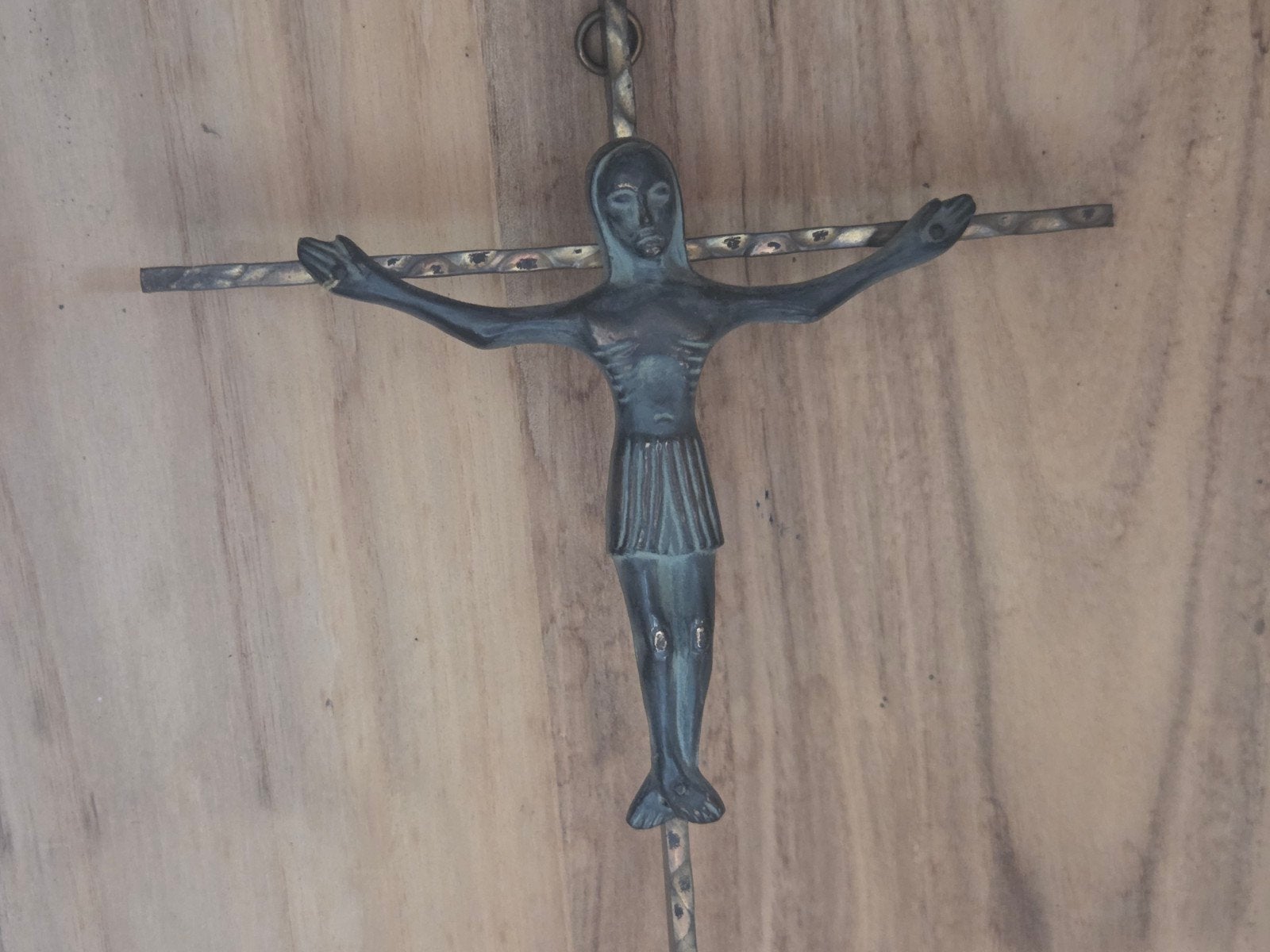 Antiek bronzen kruisbeeld - Christus aan het kruis, Antiek en Kunst, Ophalen of Verzenden