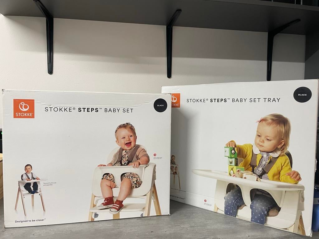 Stokke Steps Baby Set Zwart, Ophalen, Zo goed als nieuw, Meegroeistoel, Gordel(s)