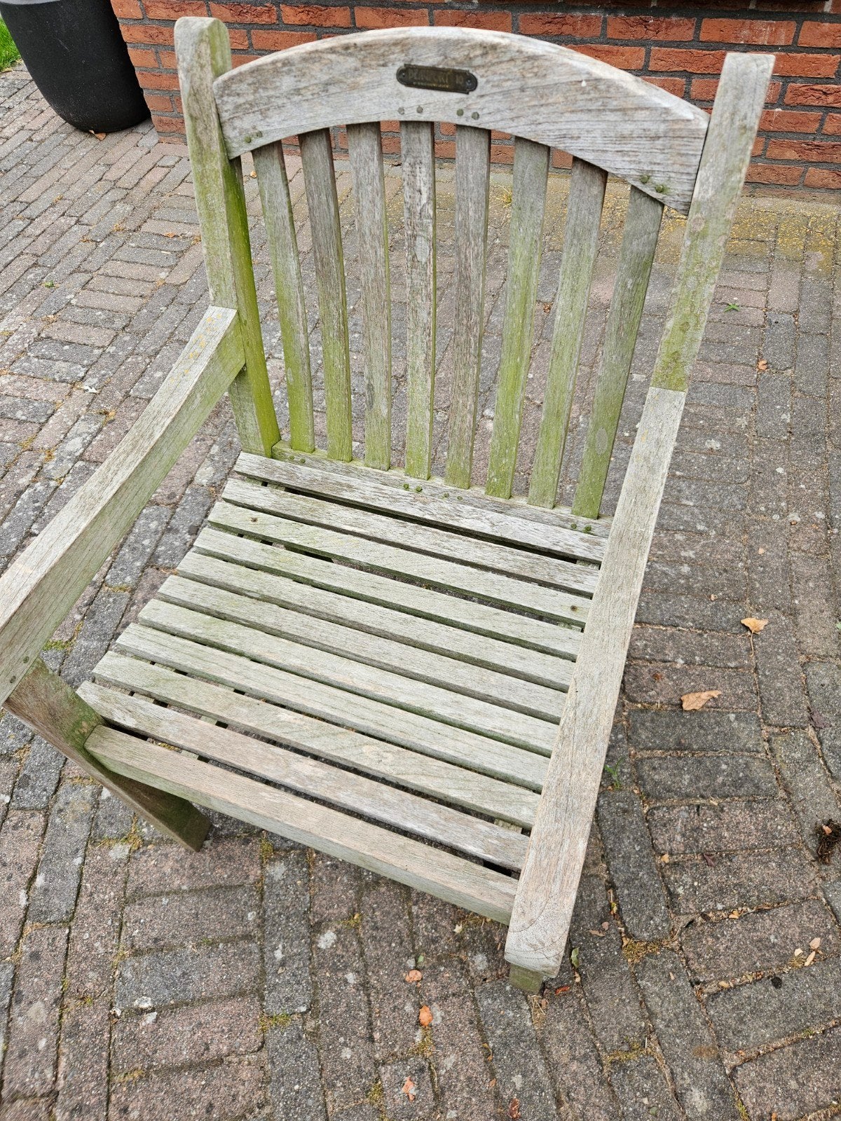 Teakhouten tuinset Beaufort - Tafel met 4 stoelen, Tuin en Terras, Ophalen, Gebruikt, Teakhout
