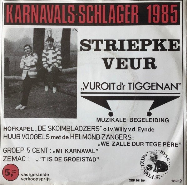 Single - Striepke Veur - Karnaval 1985 - Voroit d'r tiggenan, 7 inch, Ophalen of Verzenden, Zo goed als nieuw, EP