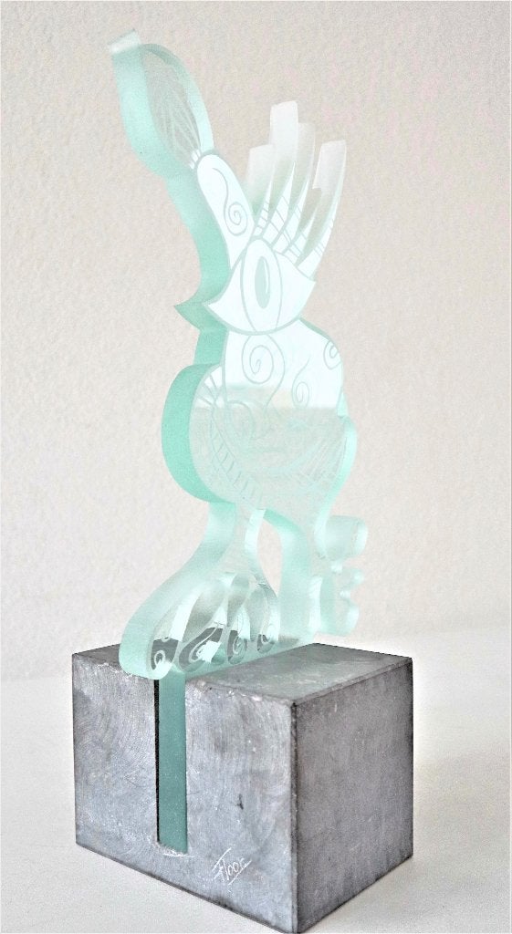 uniek glasobject / beeld van Floor Groot - gesigneerd, Ophalen of Verzenden, Beeld, Glas