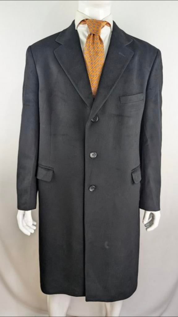 Mantel heren Italiaans 100% kasjmier, Kleding | Heren, Kostuums en Colberts, Verzenden, Zo goed als nieuw, Maat 52/54 (L), Zwart