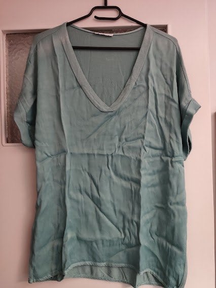 G.Ricceri dames t-shirt turquoise met een satin look, Overige kleuren, Maat 42/44 (L), Ophalen of Verzenden, G. Ricceri