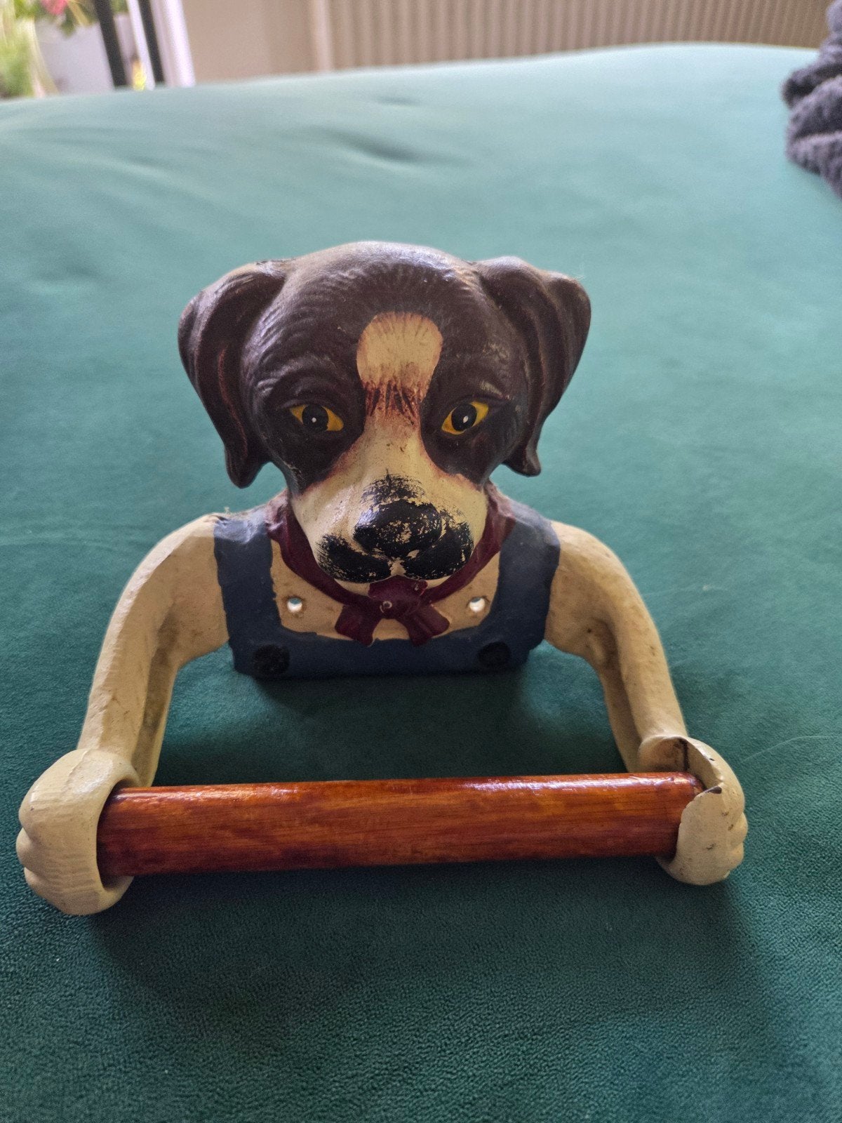 Vintage gietijzeren wc rol houder hond, Ophalen of Verzenden