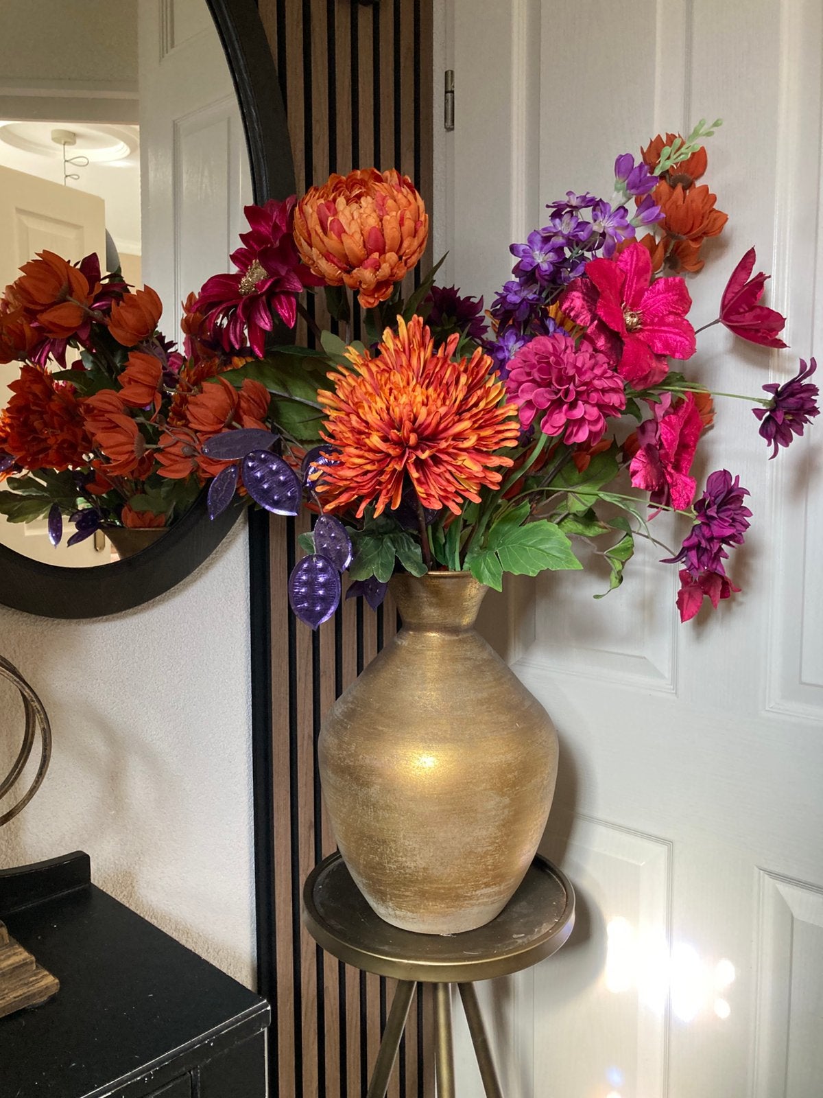 Set compleet Zijden Bloemen XL in vaas Goud, Ophalen of Verzenden, Nieuw, Bloemstuk