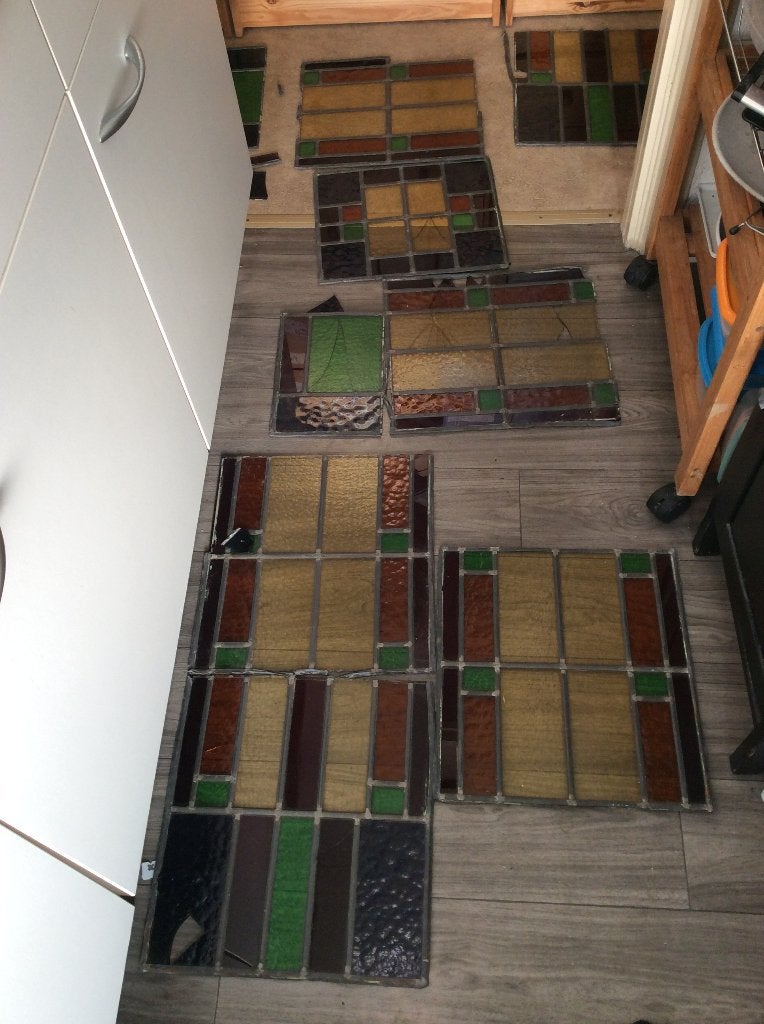 partijtje vintage glas in lood. Beschadigd, Ophalen, Gebruikt, Minder dan 80 cm, Minder dan 80 cm