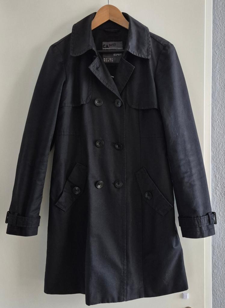Esprit Katoenen Trenchcoat Maat M, Maat 38/40 (M), Zwart, Ophalen of Verzenden, Zo goed als nieuw
