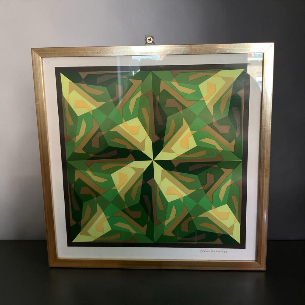 Hans Hinterreiter kleuren zeefdruk, 33x33 cm, gesigneerd, Antiek en Kunst, Ophalen