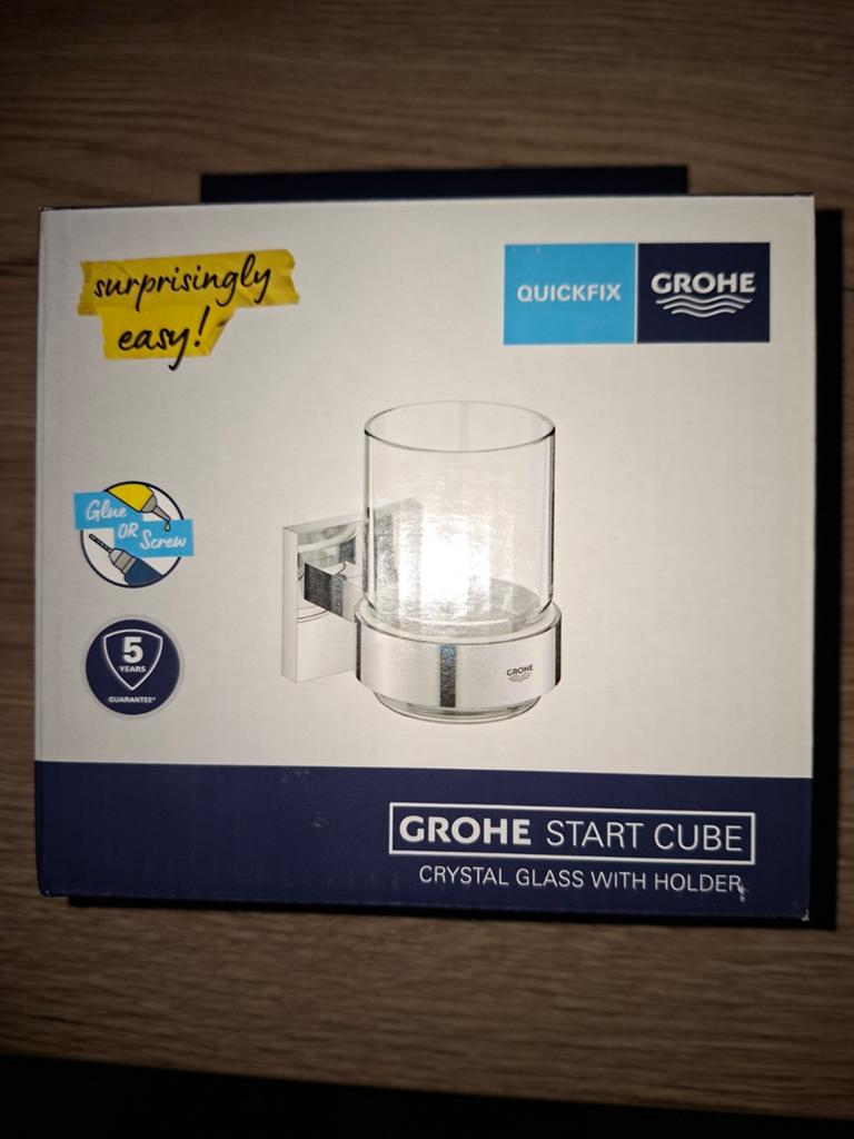 Grohe Start Cube Glashouder met Glas - Nieuw, Ophalen of Verzenden