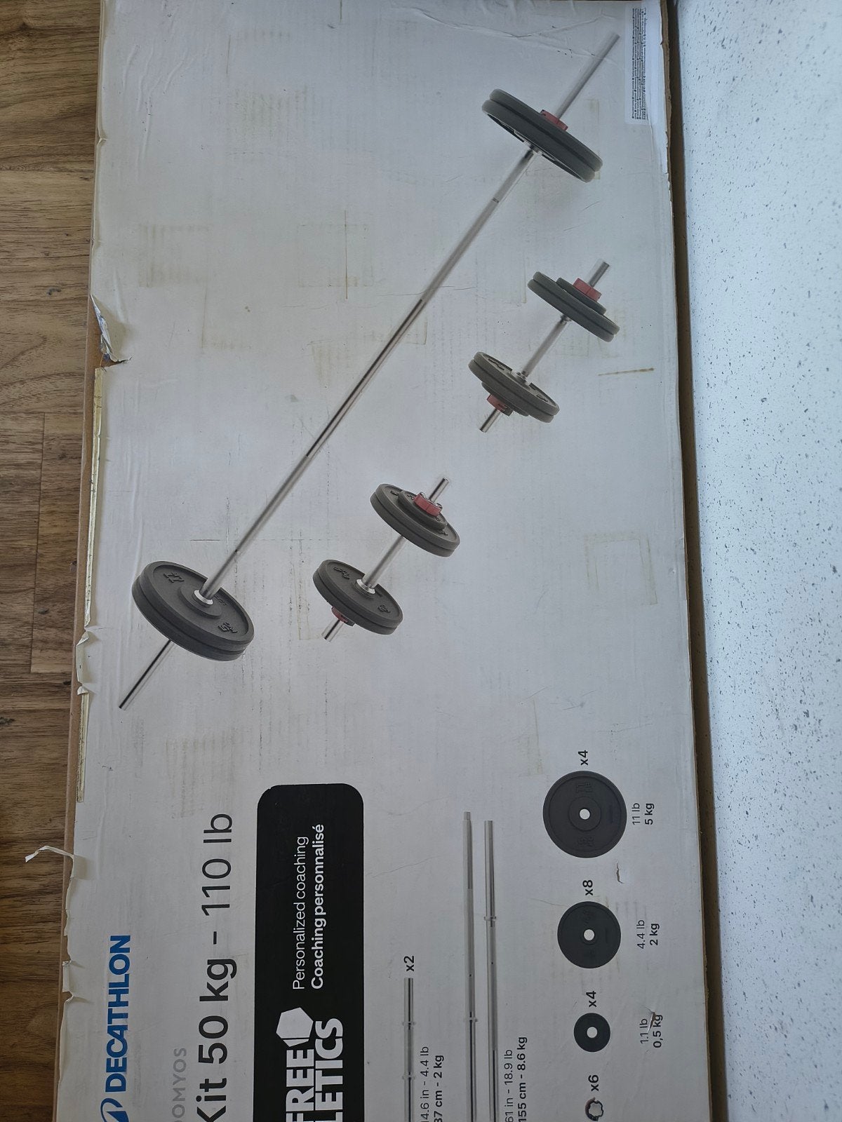 Decathlon Domyos gewichtenset50 kg - Halterschijven en stang, Ophalen of Verzenden
