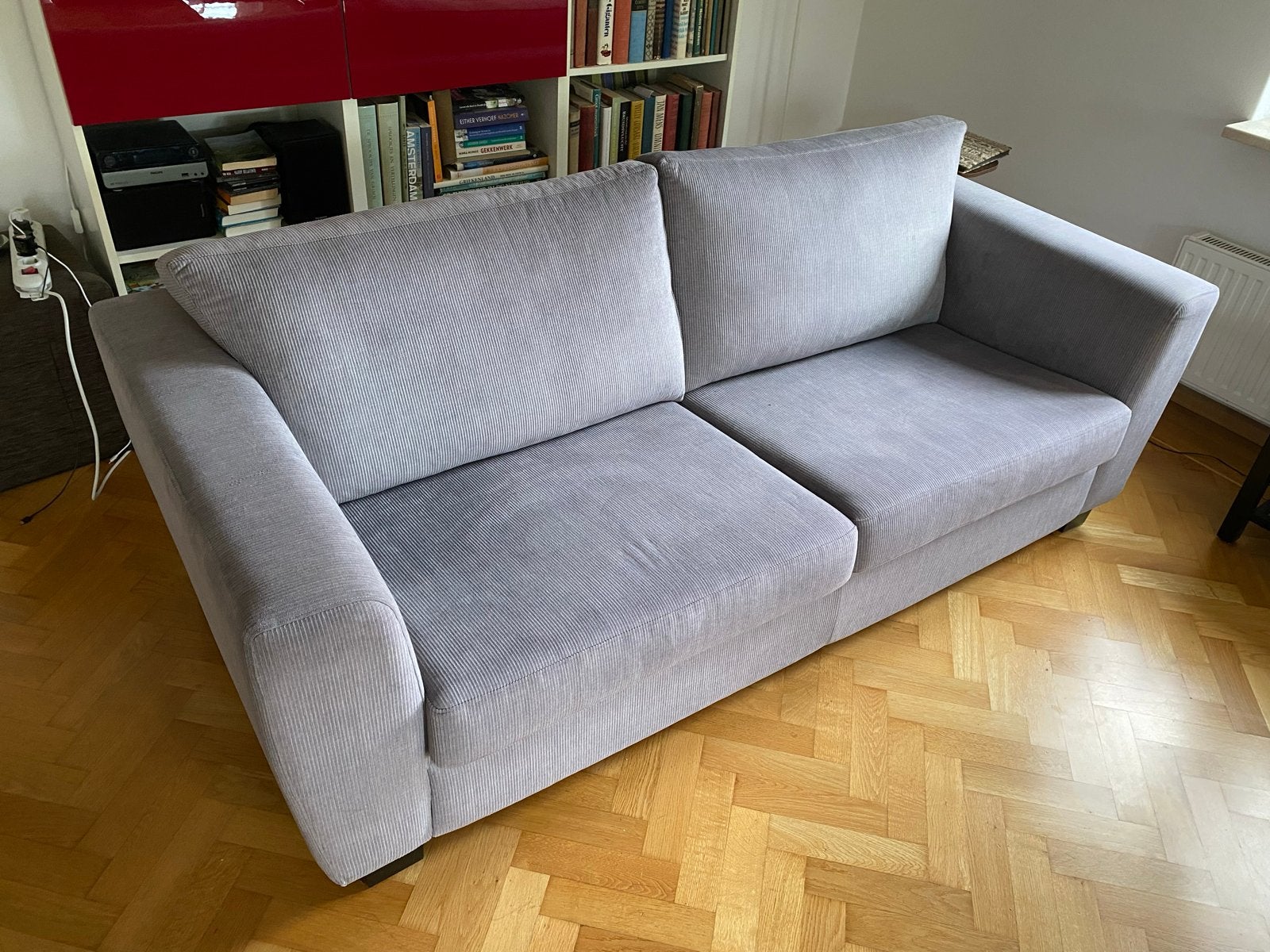 Comfortabele grijze 2-zitsbank, zo goed als nieuw, 150 tot 200 cm, Tweepersoons, 75 tot 100 cm, Ophalen of Verzenden