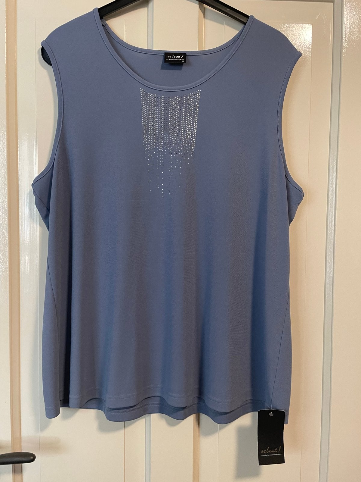 Select by Hermann Lange mouwloze top met strass maat 52, Kleding | Dames, Ophalen of Verzenden, Nieuw, Blauw