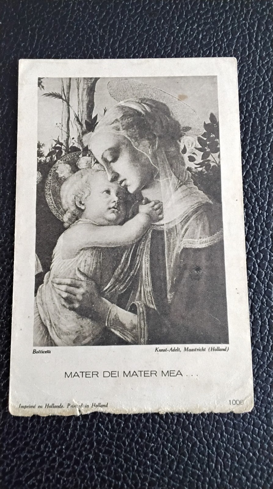 Antieke bidprentje Botticelli - Mater Dei Mater Mea, Ophalen of Verzenden